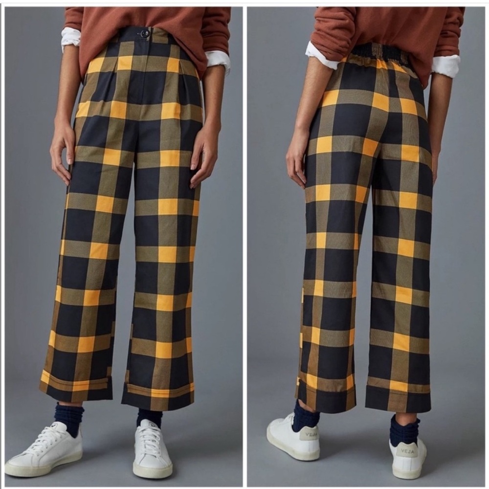 Anthropologie • Porridge cilla plaid check wide leg pants